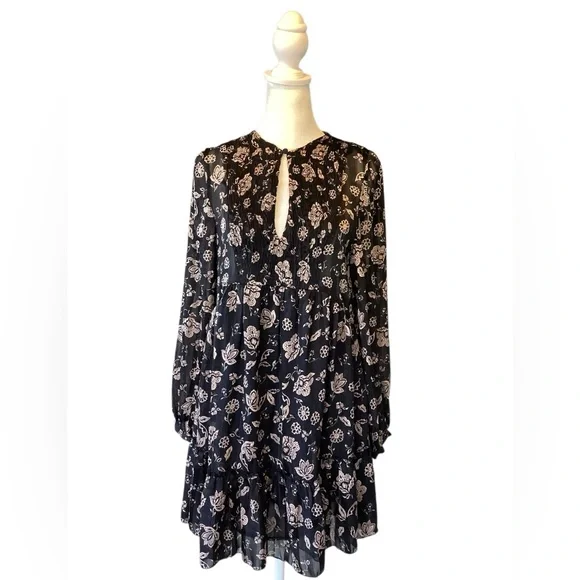 Zara Floral Black and Tan Dress - Picture 4 of 8